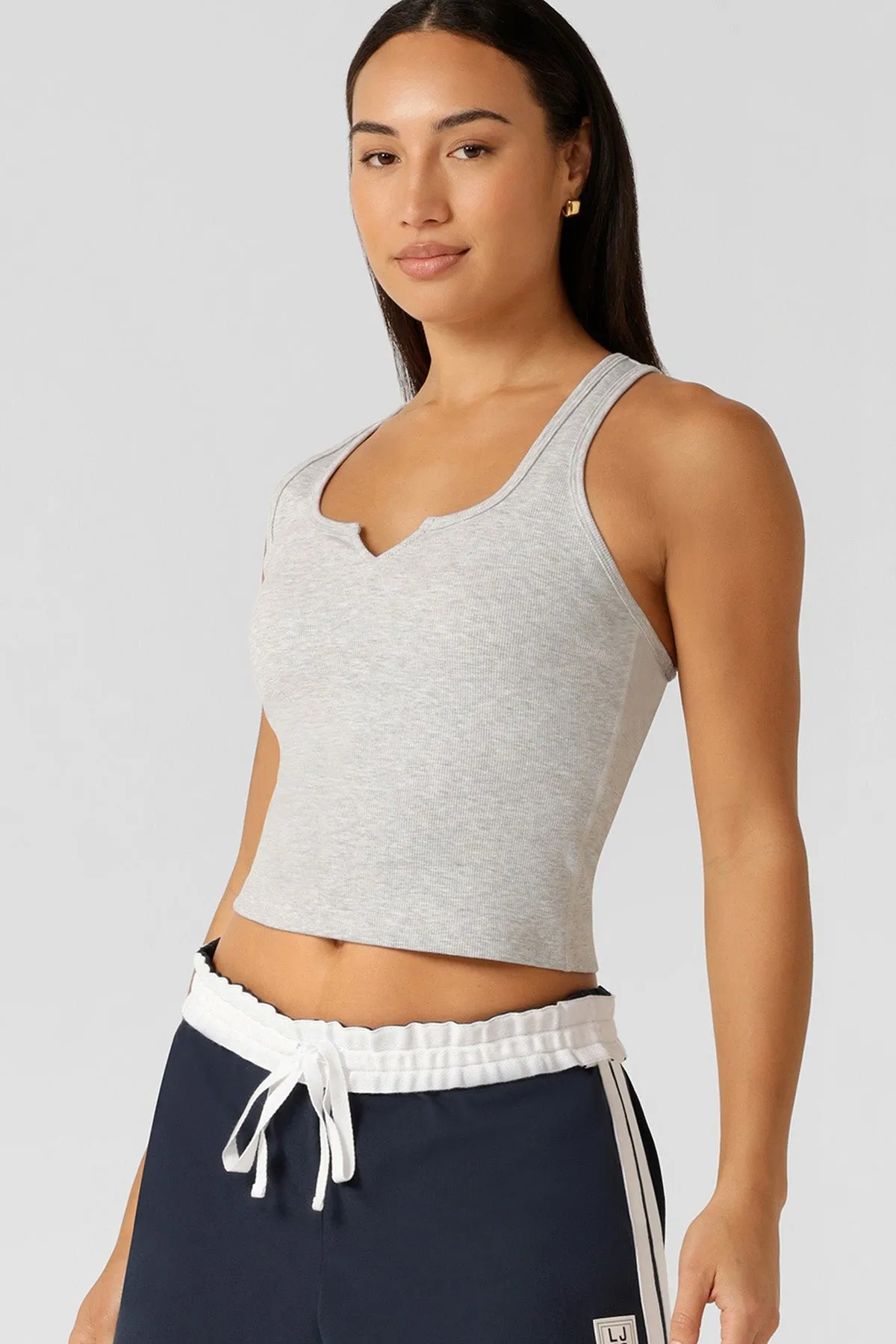 Muse Rib Tank | Light Grey Marl