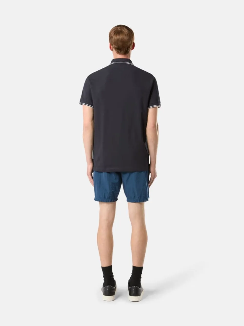 Navy Blue Slim Fit Short Sleeve Polo Shirt