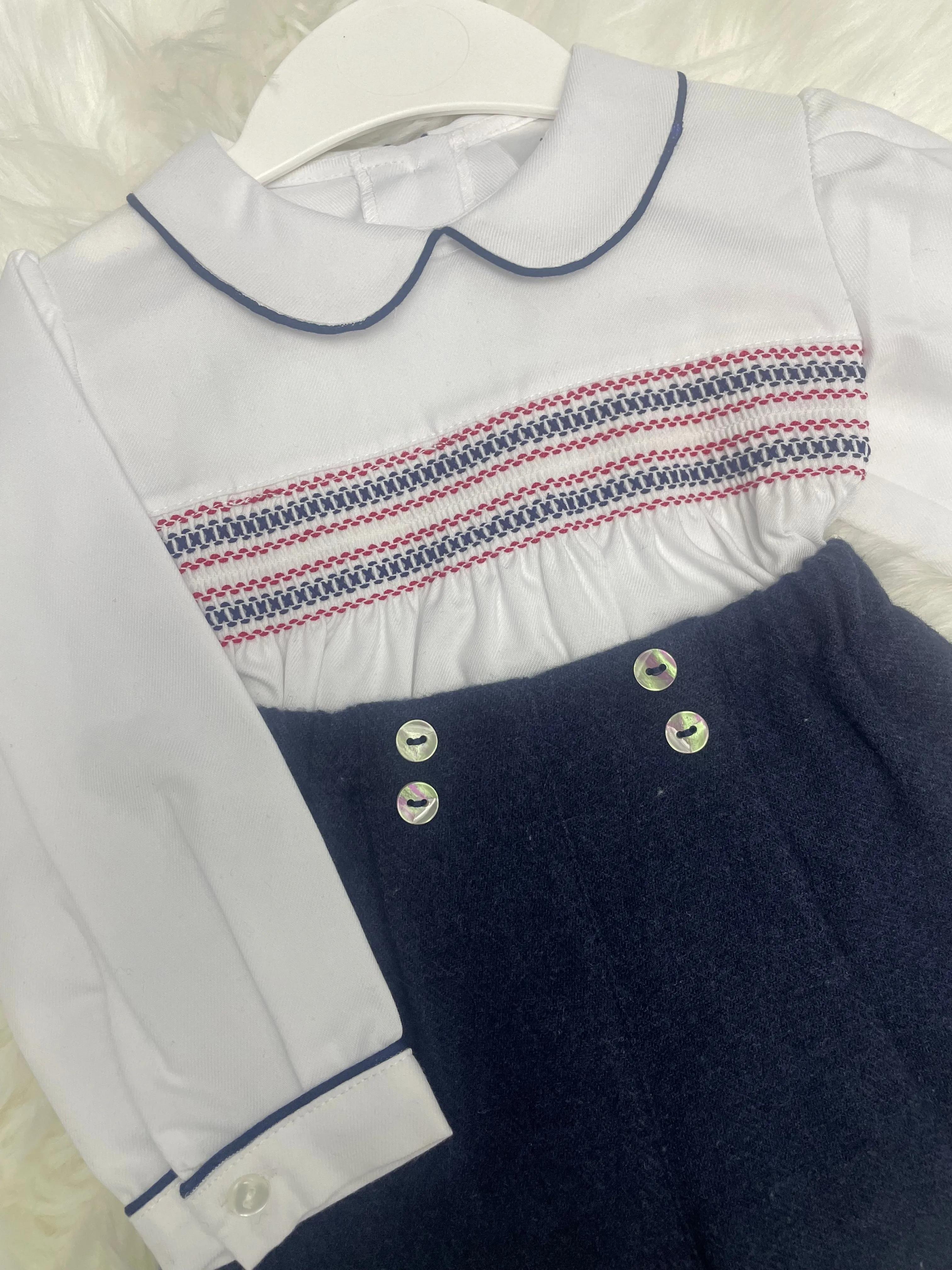 Navy Smocked Shirt and Shorts Set - 18M