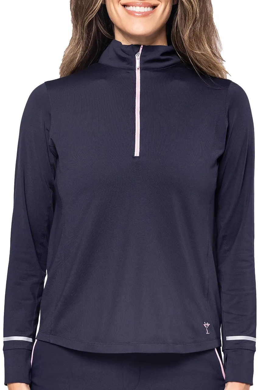 Navy/Rose Pink Fabulous Mock Pullover