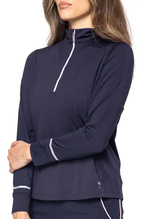 Navy/Rose Pink Fabulous Mock Pullover