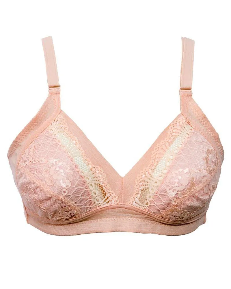 Net Thin Bra 2803 Pure Comfort Pink- Non Padded,Non Wired - Sha Fen Ya