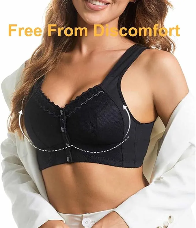 NEW Black Moona Bra - Front Closure Breathable Bra for Seniors, Lena Wear Bra for Seniors Sz 40