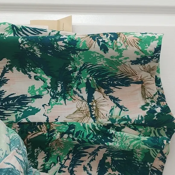New Elevenses Anthropologie Tropical Print Skort Green Cream Peach 14 NWT