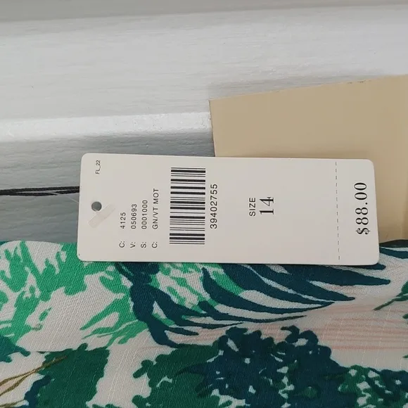 New Elevenses Anthropologie Tropical Print Skort Green Cream Peach 14 NWT