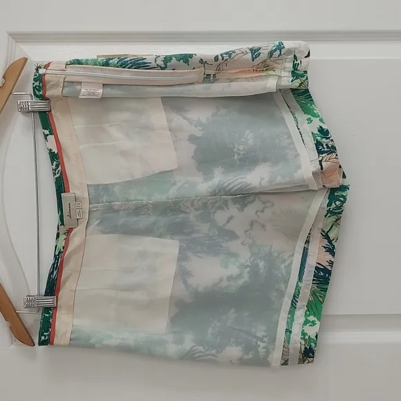 New Elevenses Anthropologie Tropical Print Skort Green Cream Peach 14 NWT