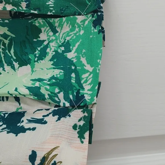 New Elevenses Anthropologie Tropical Print Skort Green Cream Peach 14 NWT