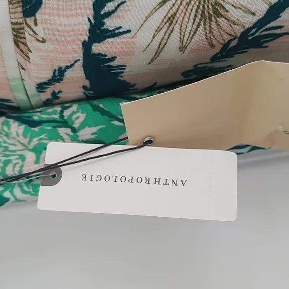 New Elevenses Anthropologie Tropical Print Skort Green Cream Peach 14 NWT