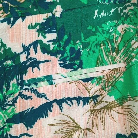 New Elevenses Anthropologie Tropical Print Skort Green Cream Peach 14 NWT