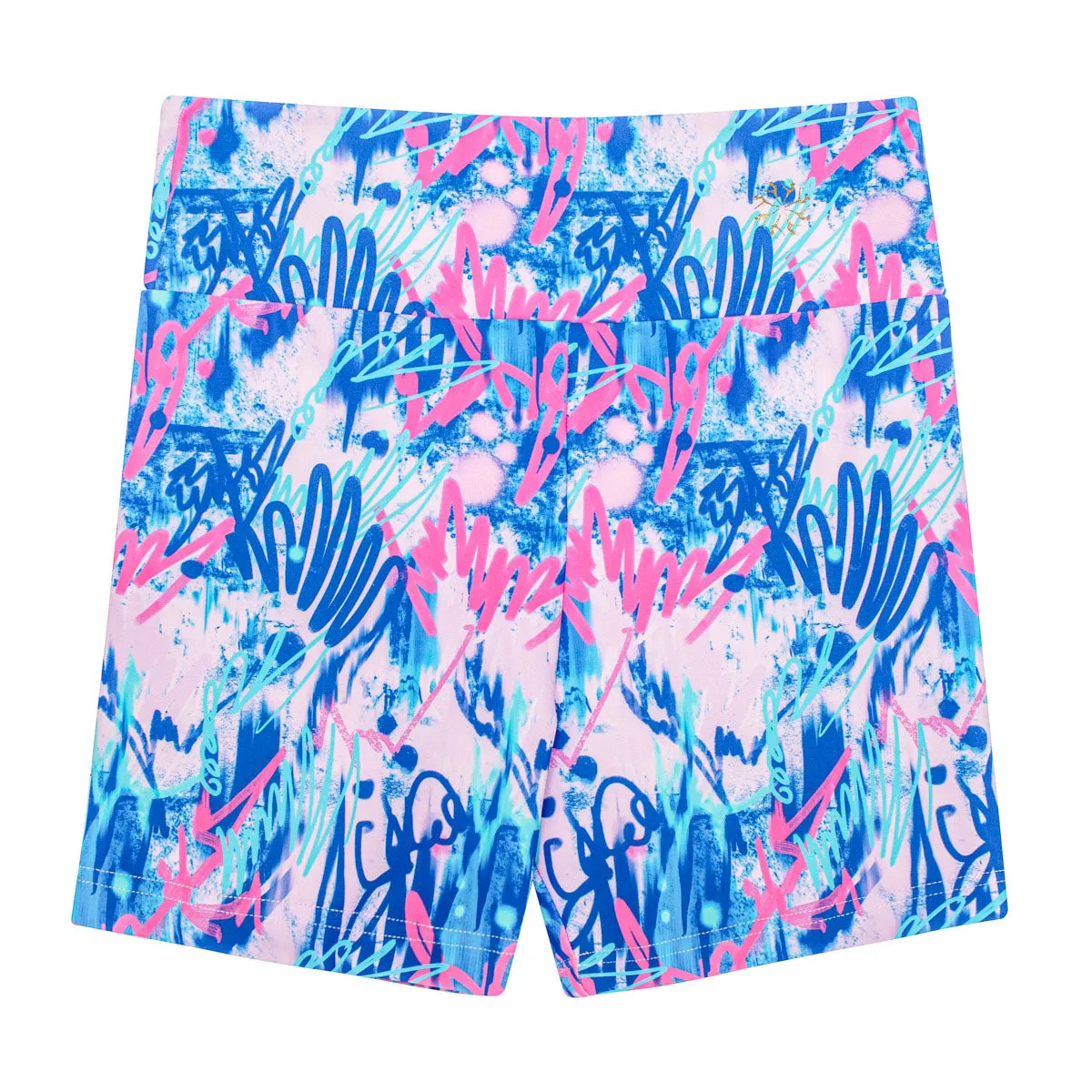 Nicole: Midi Length Bike Shorts in Work in Progress Print