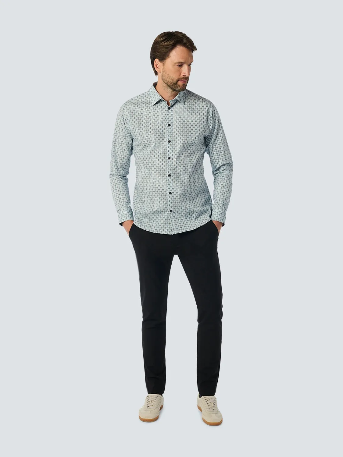 NO EXCESS ALLOVER PRINTED STRETCH COTTON L/S SHIRT 25450732