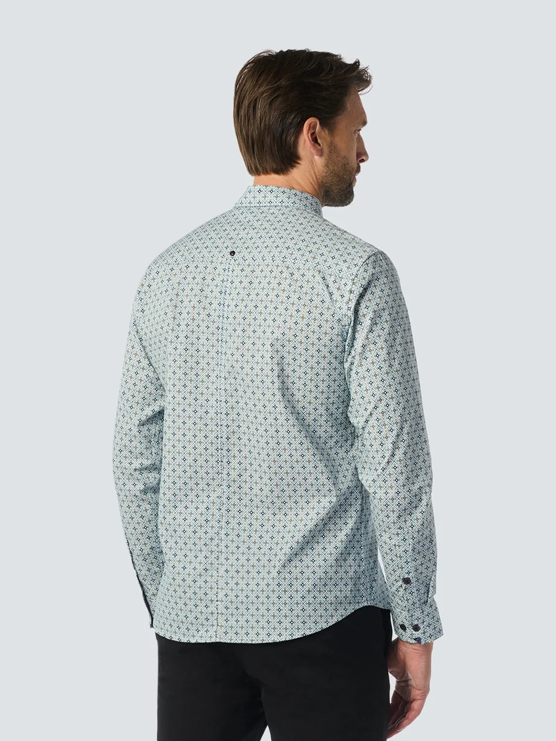 NO EXCESS ALLOVER PRINTED STRETCH COTTON L/S SHIRT 25450732