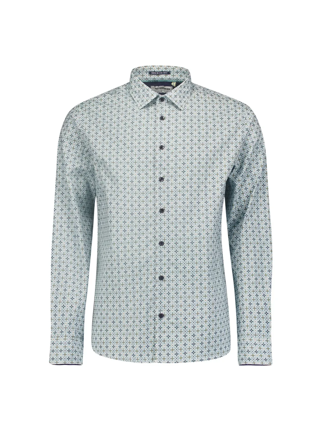 NO EXCESS ALLOVER PRINTED STRETCH COTTON L/S SHIRT 25450732