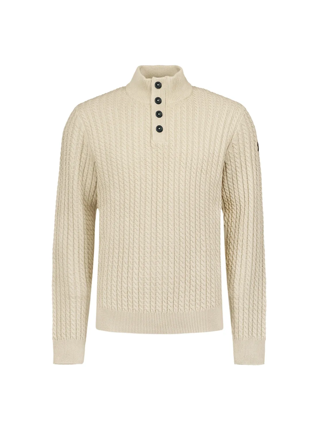 NO EXCESS SOLID JACQUARD HALF ZIPPER AND BUTTON PULLOVER 25230962