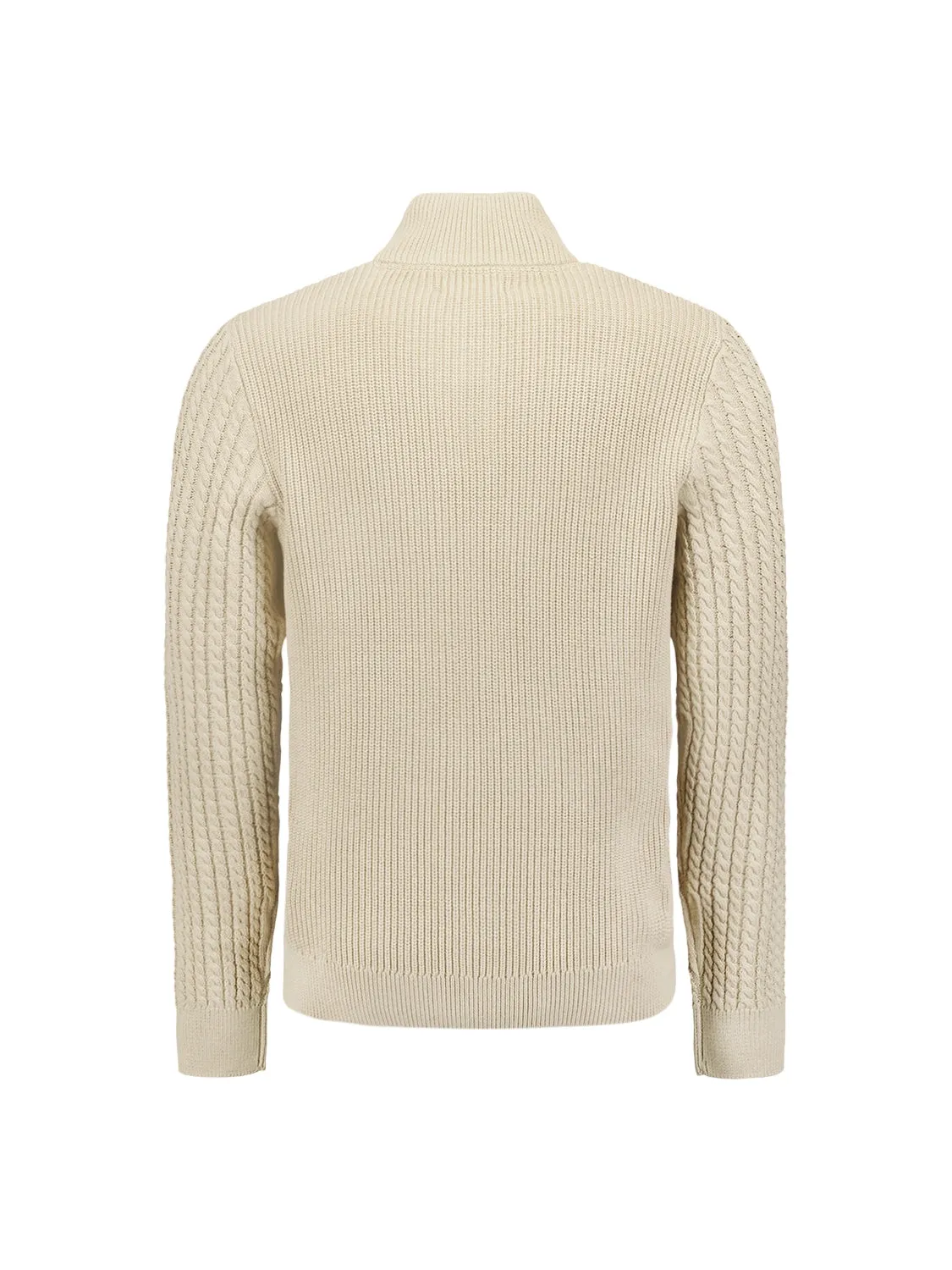 NO EXCESS SOLID JACQUARD HALF ZIPPER AND BUTTON PULLOVER 25230962