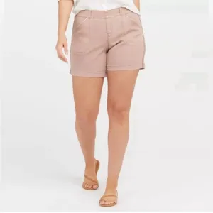 NWT Spanx 6” Stretch Twill Shorts Pull On Mauve Pink Size Medium