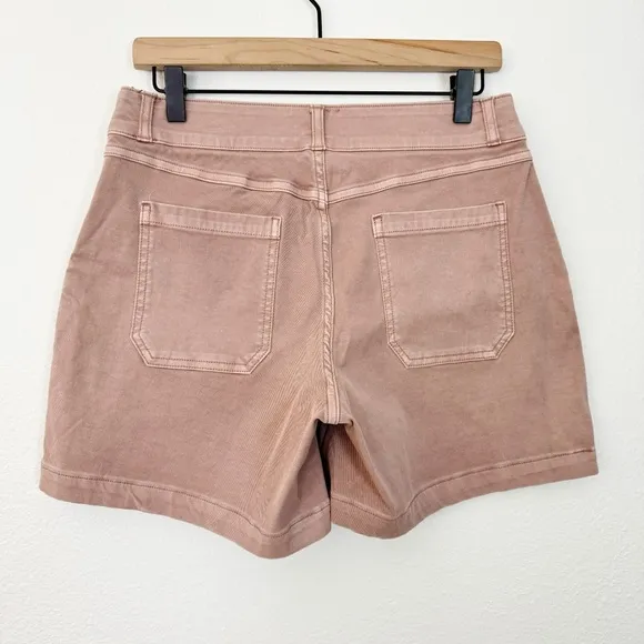 NWT Spanx 6” Stretch Twill Shorts Pull On Mauve Pink Size Medium