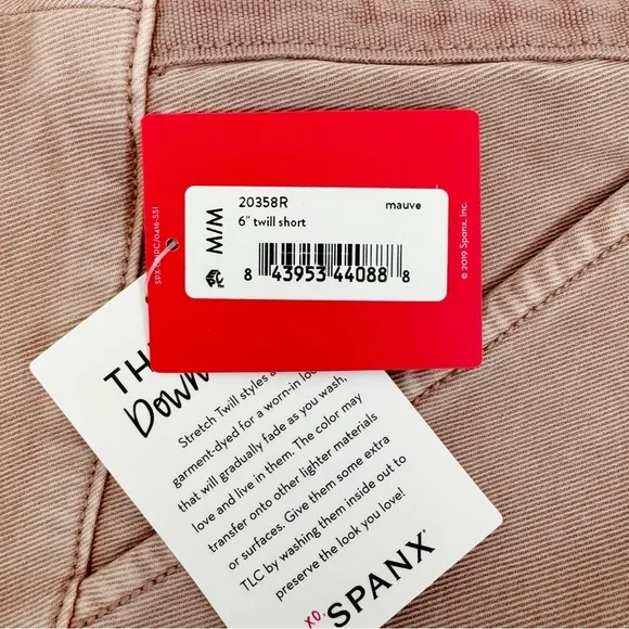 NWT Spanx 6” Stretch Twill Shorts Pull On Mauve Pink Size Medium
