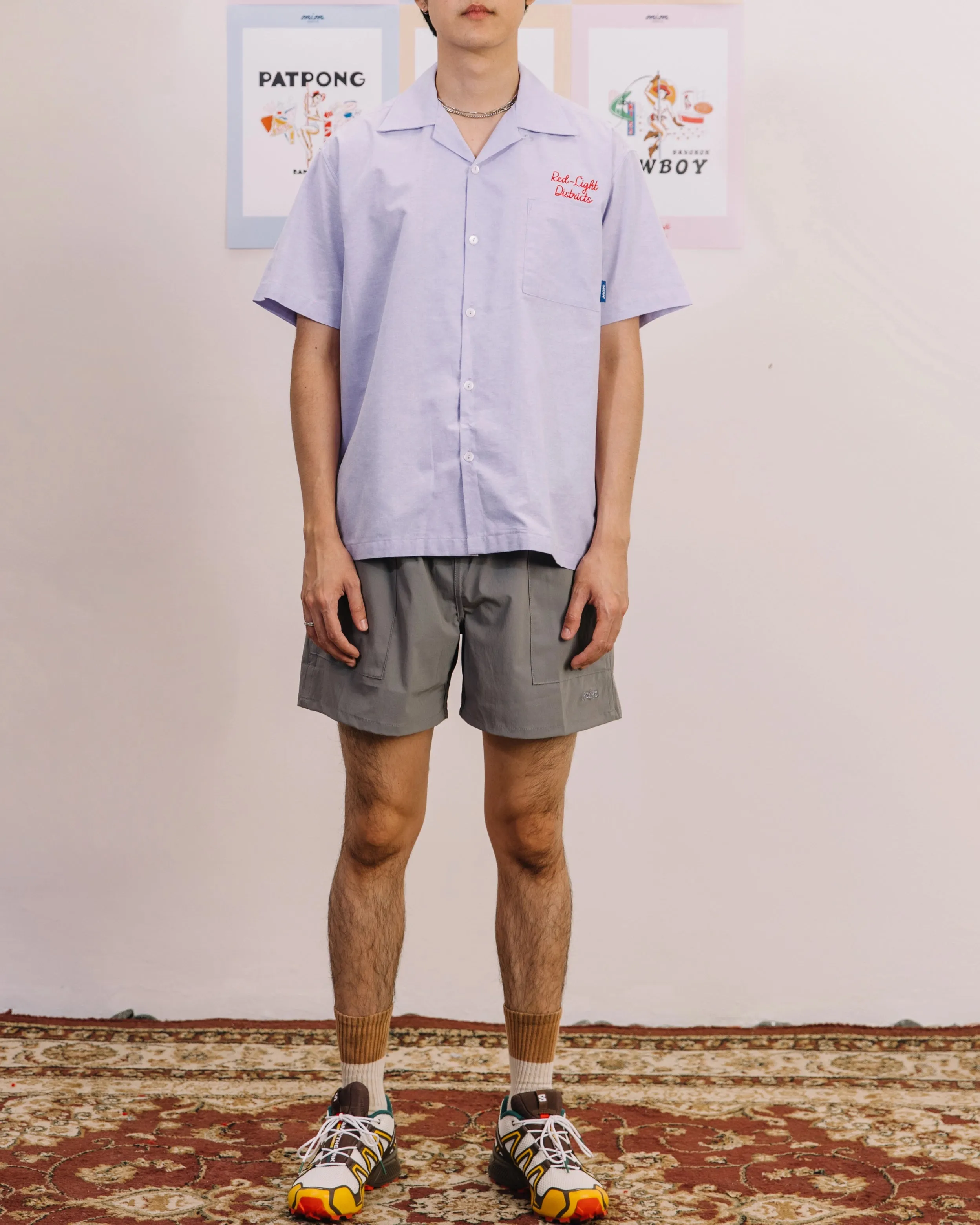 Nylon Belted Fatigue Shorts - Gray