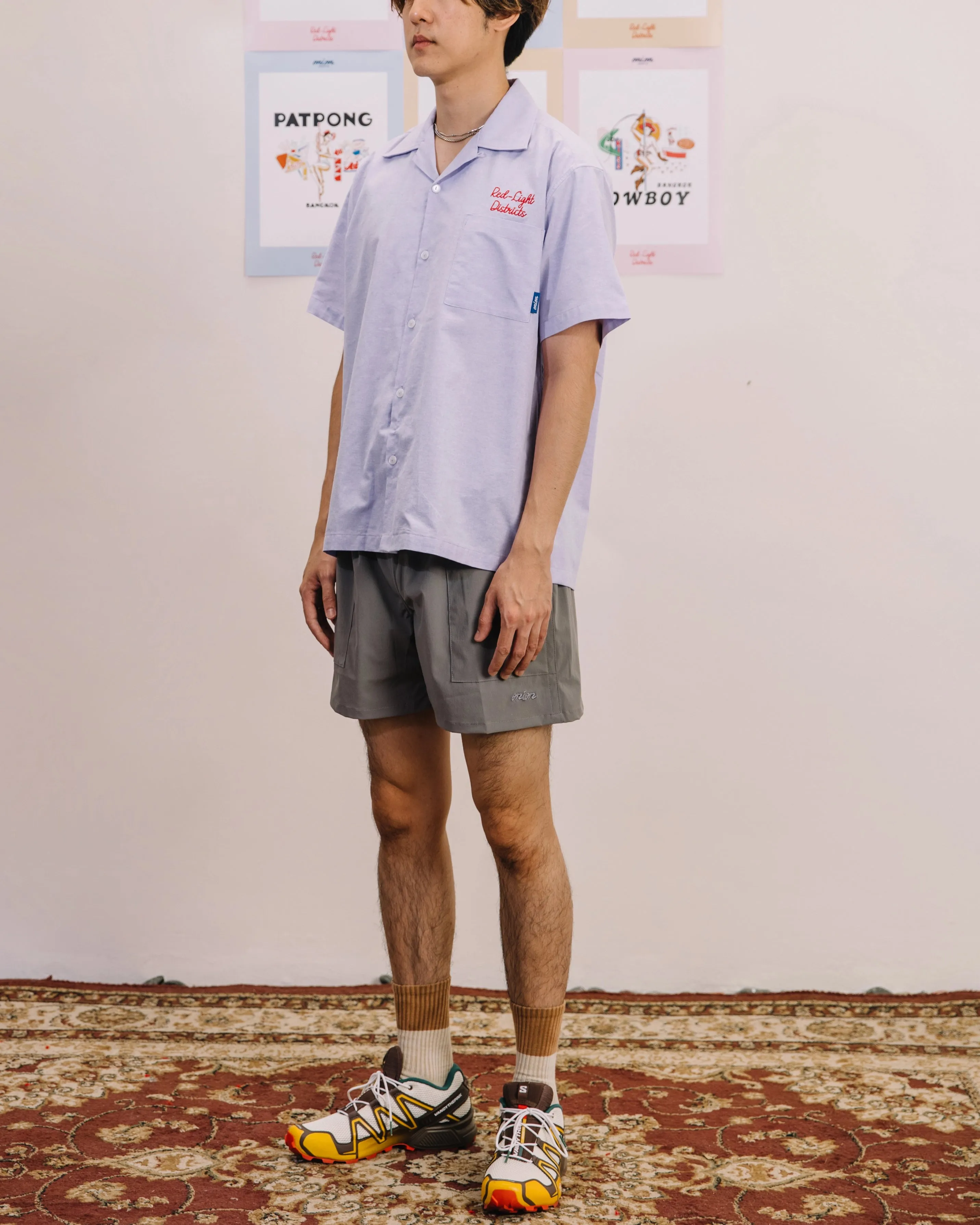 Nylon Belted Fatigue Shorts - Gray