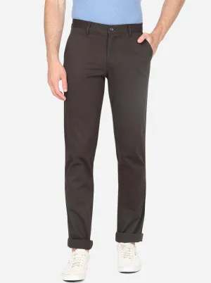 Olive Solid Slim Fit Casual Trouser | Greenfibre