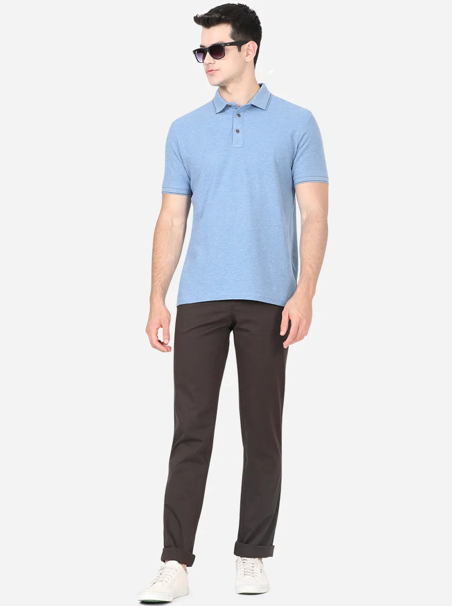 Olive Solid Slim Fit Casual Trouser | Greenfibre