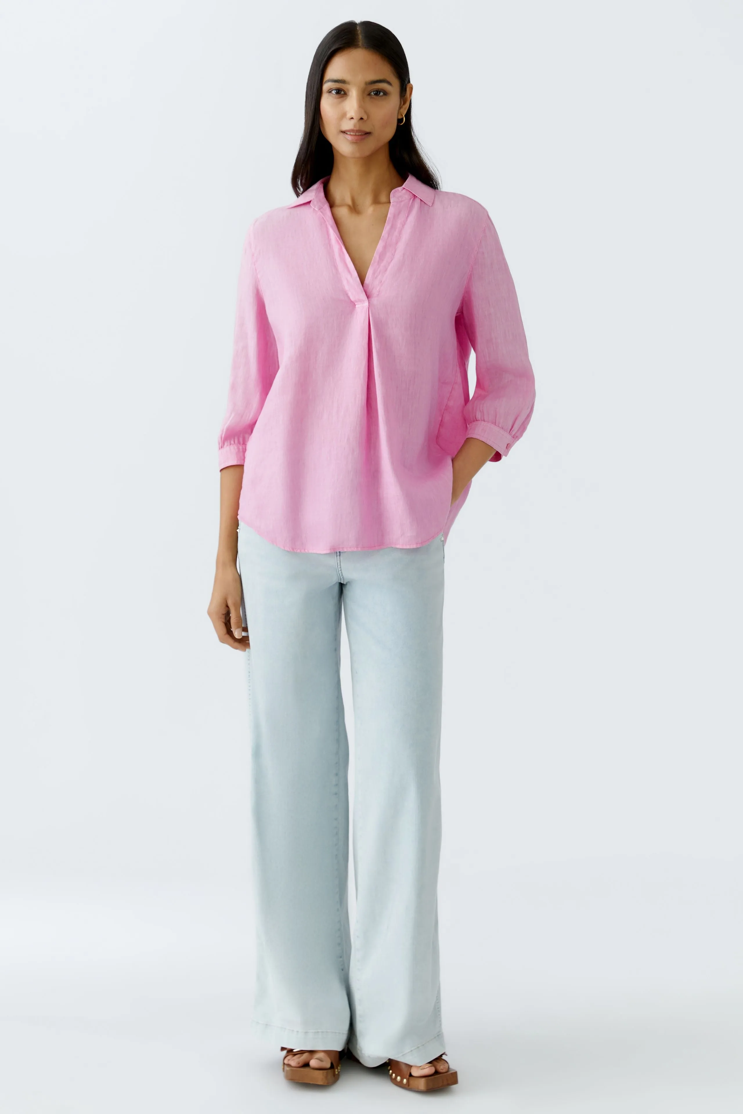 Oui Pink Linen Tunic Top