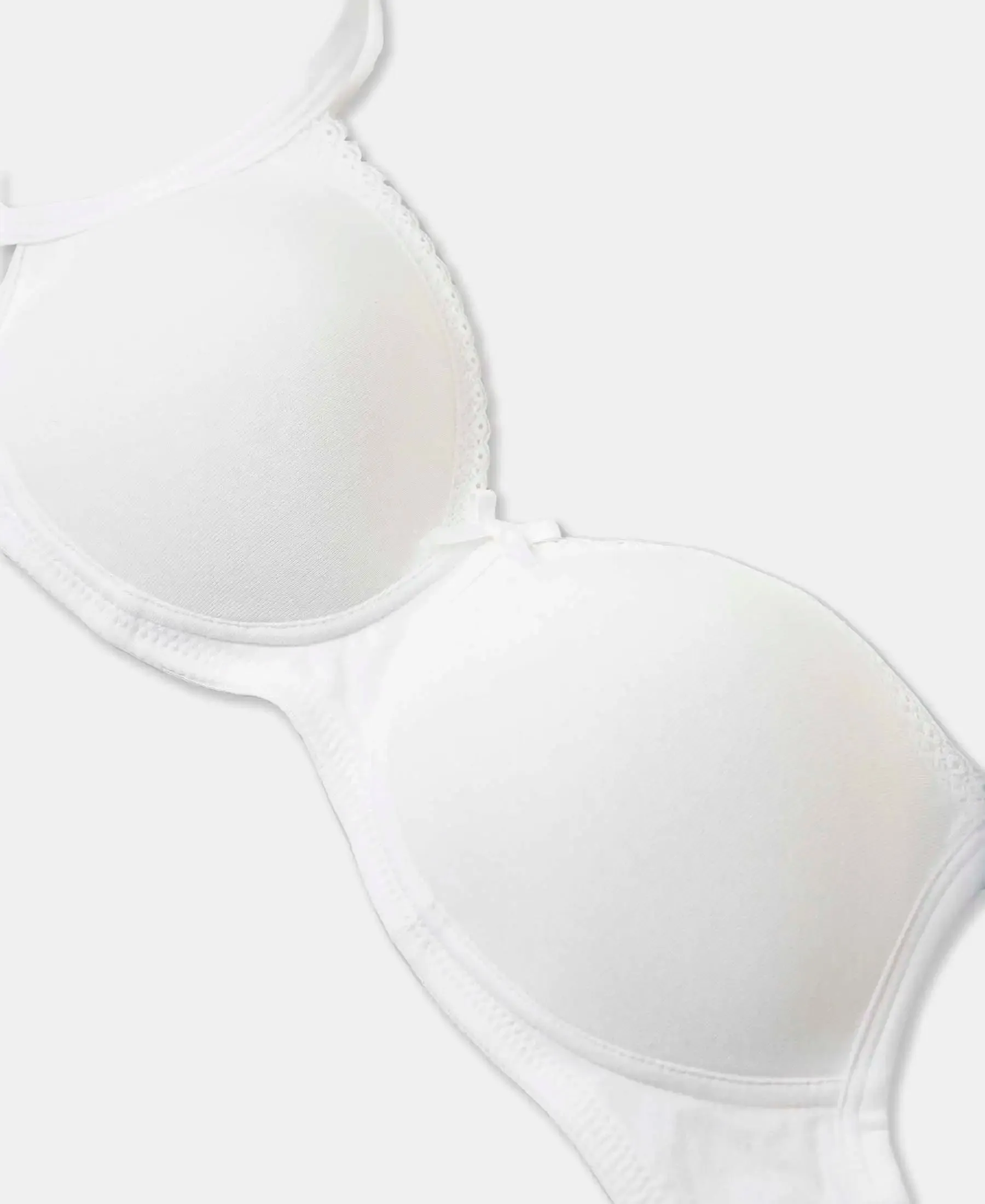 Pack of 2 Wirefree Padded Super Combed Cotton Elastane Stretch Medium Coverage T-Shirt Bra with Lace Styling - White & Light Skin