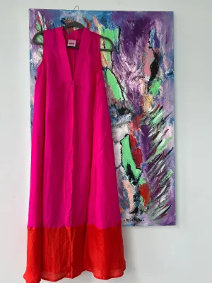 Pam  100 % organic Silk  dress orange pink
