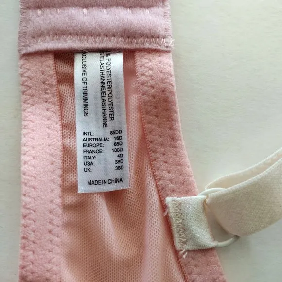 PARFAIT Pink Satin and Lace Unlined Underwire Full Coverage Bra 38D