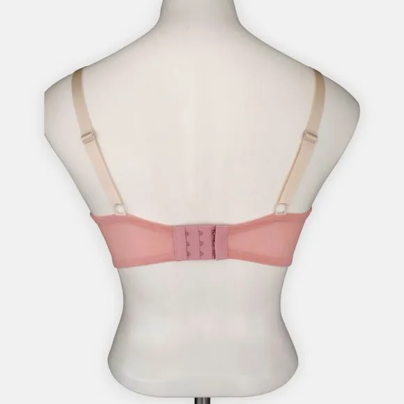 PARFAIT Pink Satin and Lace Unlined Underwire Full Coverage Bra 38D