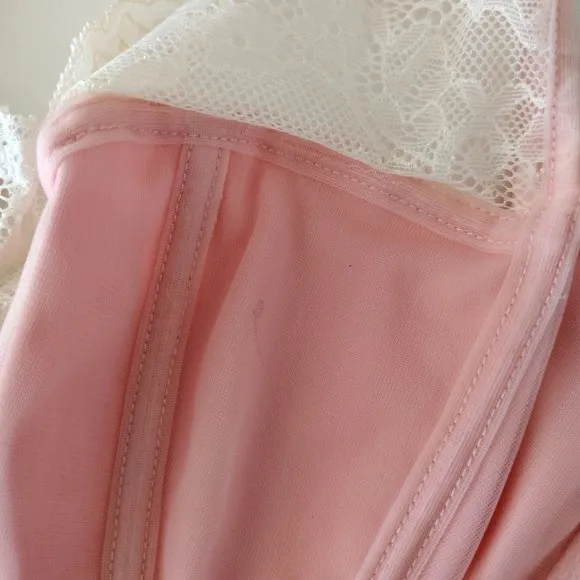 PARFAIT Pink Satin and Lace Unlined Underwire Full Coverage Bra 38D