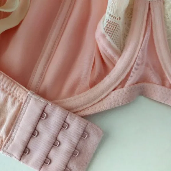 PARFAIT Pink Satin and Lace Unlined Underwire Full Coverage Bra 38D