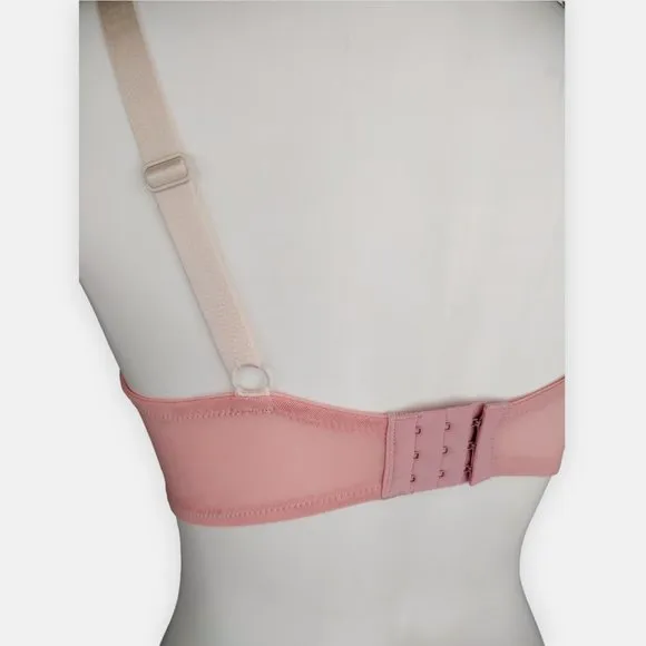 PARFAIT Pink Satin and Lace Unlined Underwire Full Coverage Bra 38D