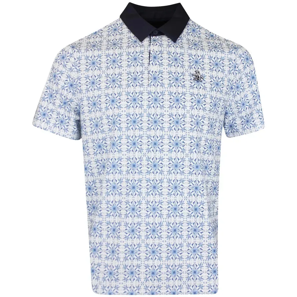 Penguin Cocktail Windowpane Golf Polo Shirt