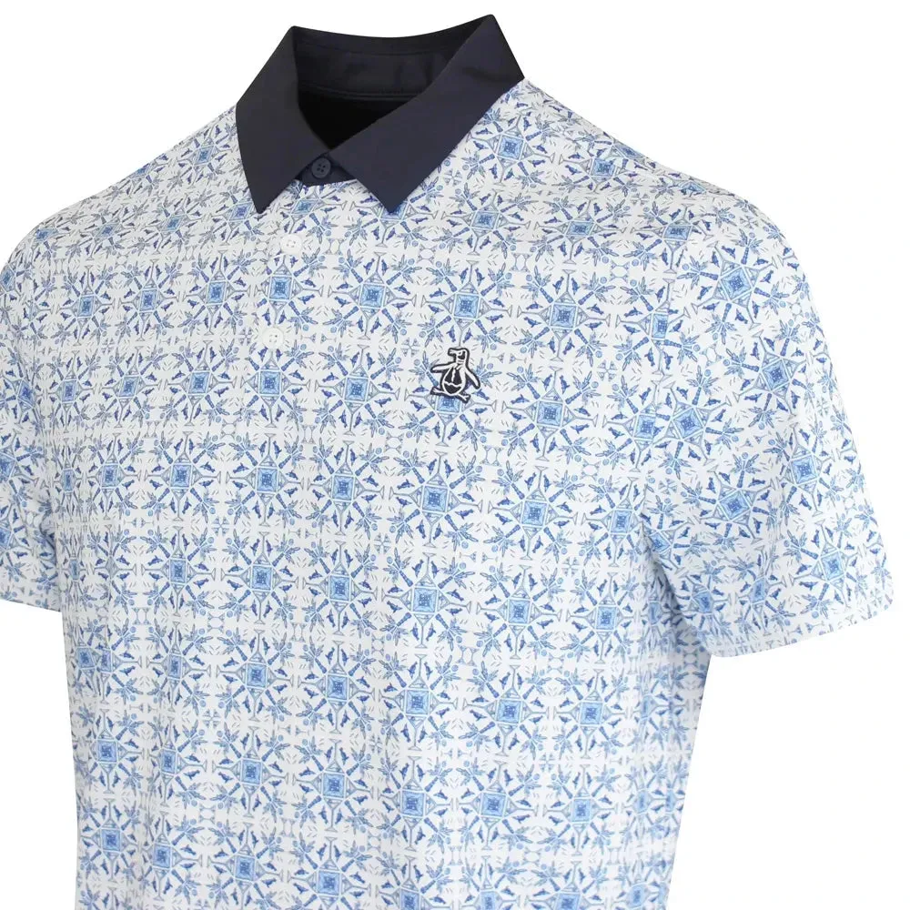 Penguin Cocktail Windowpane Golf Polo Shirt