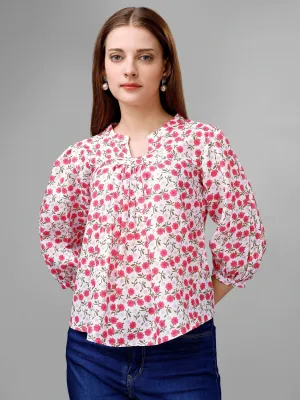 Pink Flare Floral Womens Top