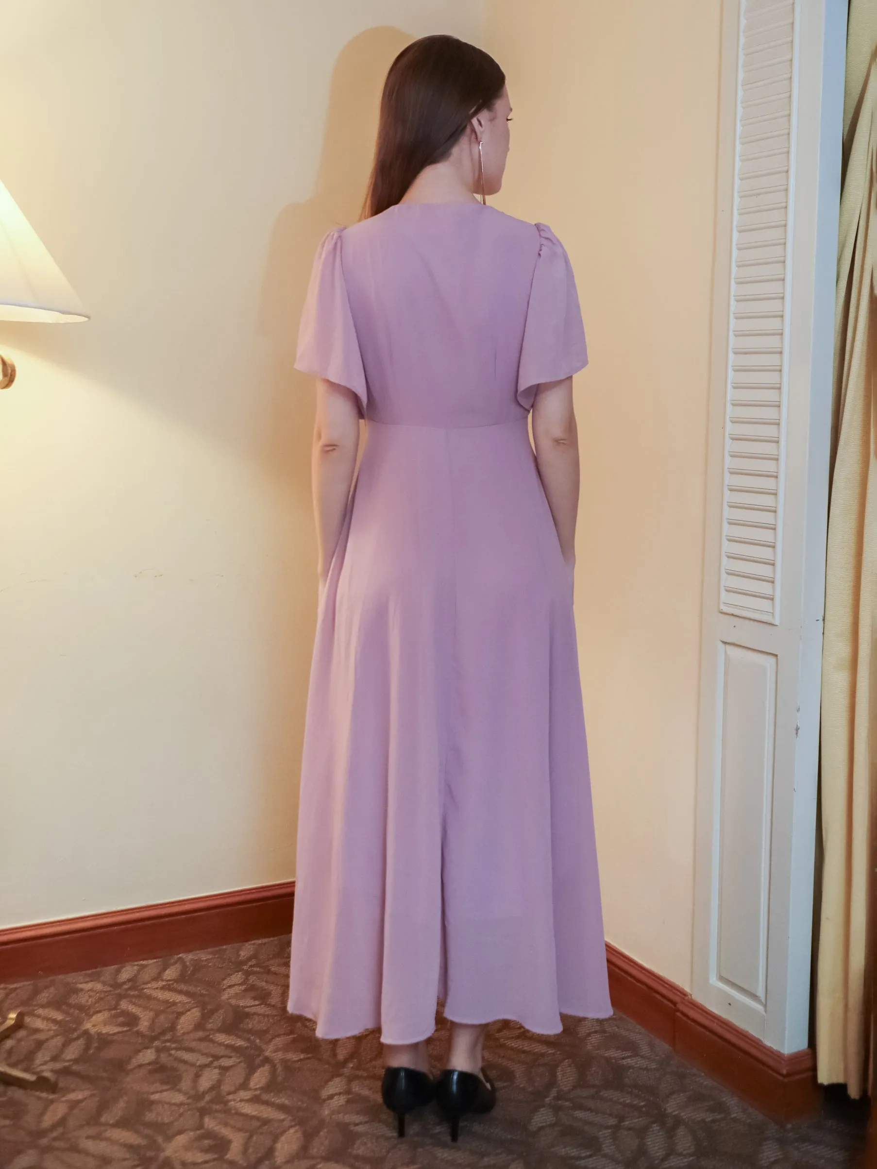 Pink Sequinned Flared Maxi Dress