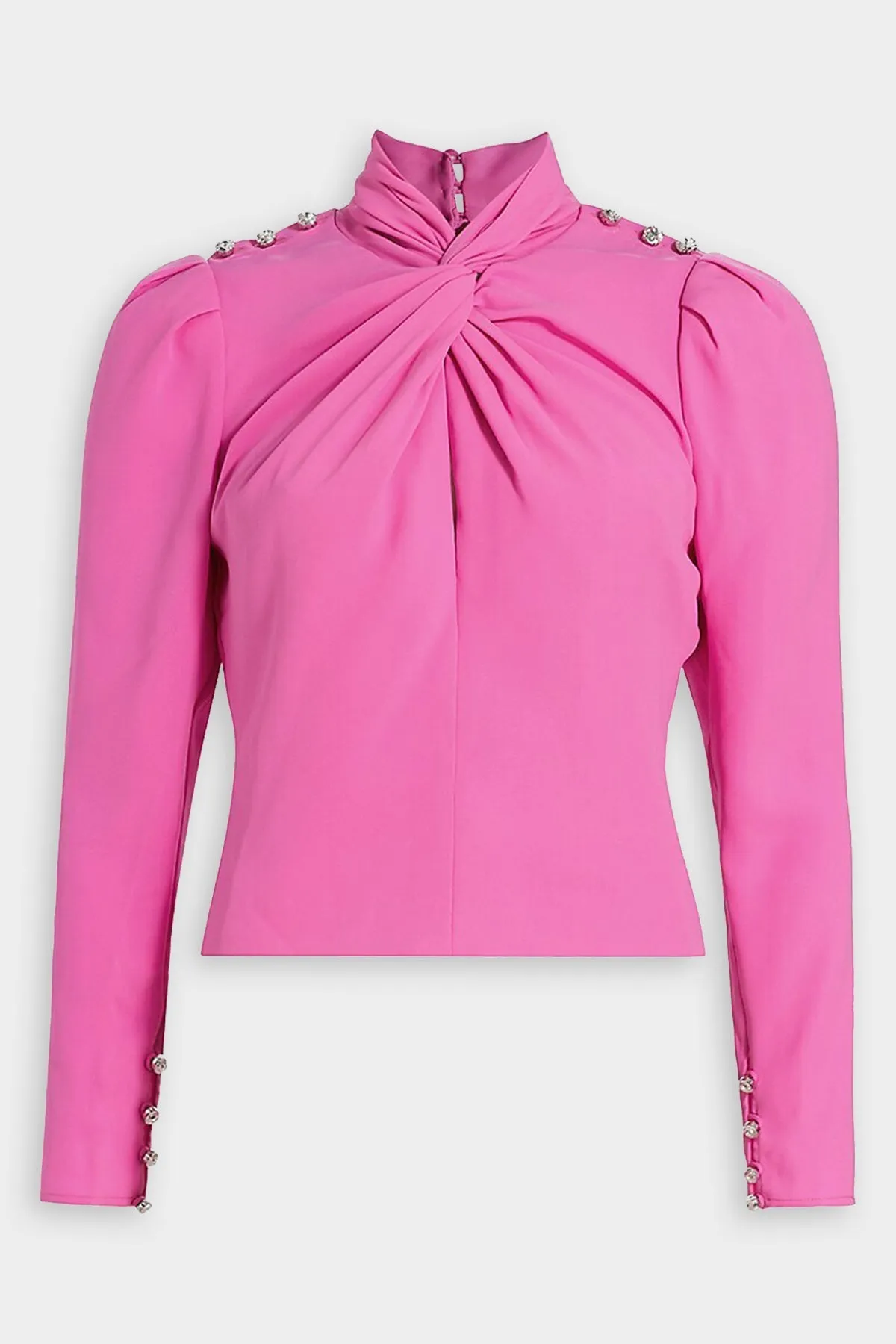 Pink Stretch Crepe Twist Collar Top