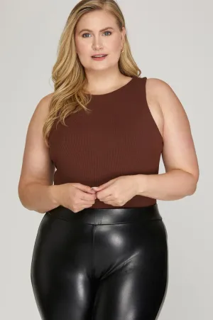 PLUS Halter Stretch Ribbed Bodysuit