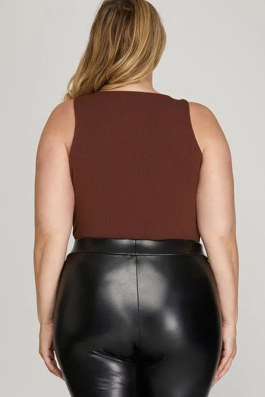 PLUS Halter Stretch Ribbed Bodysuit