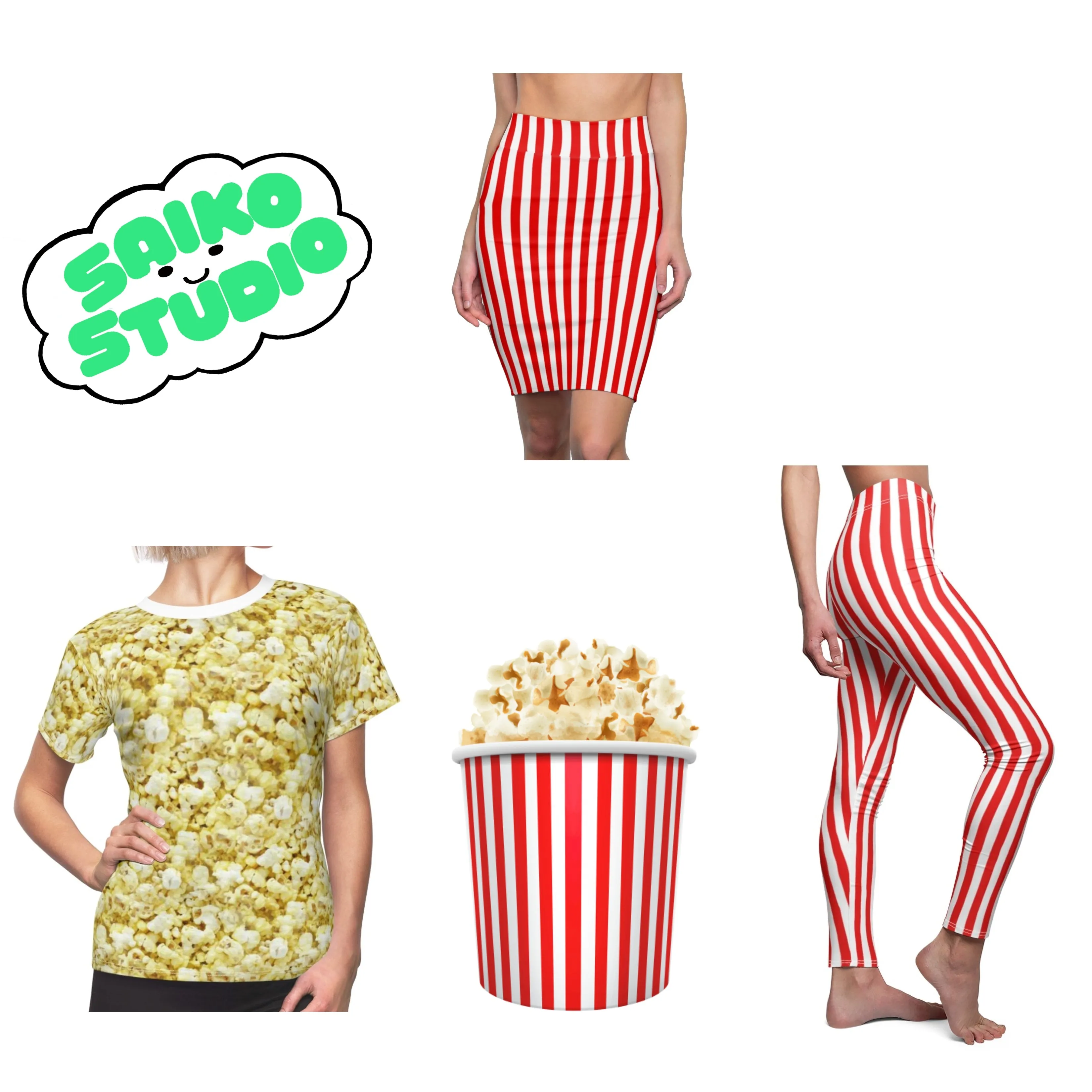 Popcorn Womens  T Shirt Halloween Costume - Saiko Studio