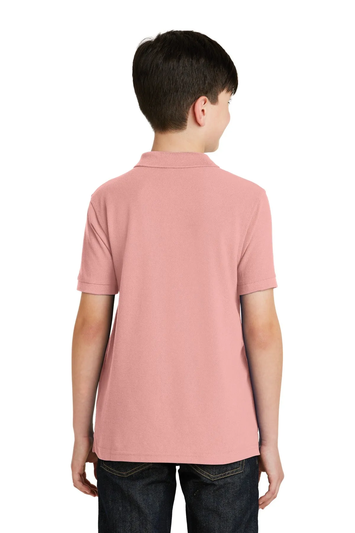 Port Authority Youth Silk Touch Polo.  Y500 Light Pink