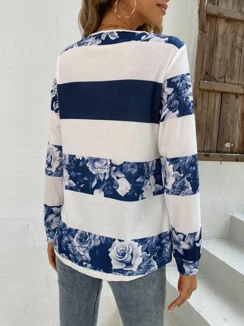 Printed Half Zip Long Sleeve Top (3 Colors)