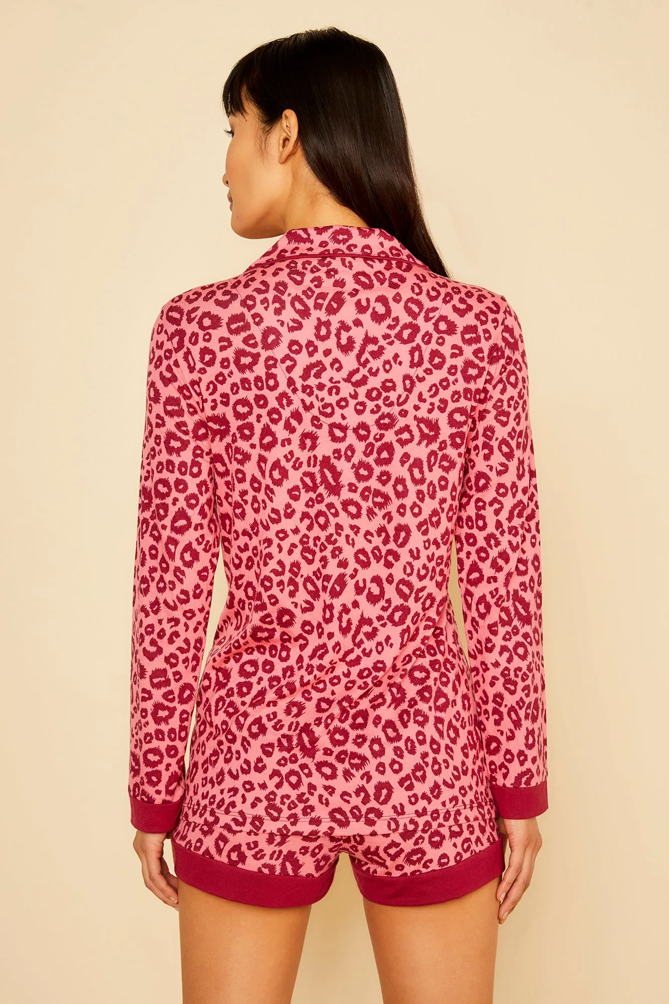 Printed Long Sleeve Top & Boxer Pajama Set