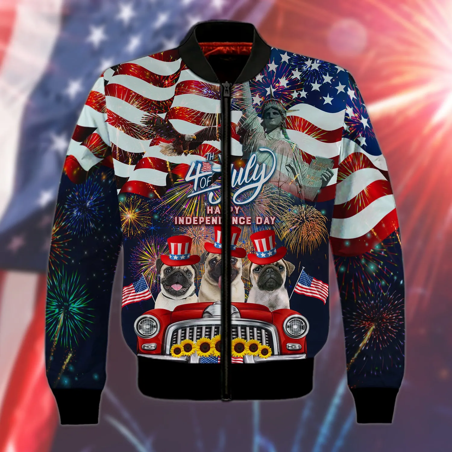 Pug American Hawaiian Shirt - Independence Day Is Coming - 3D Full Print