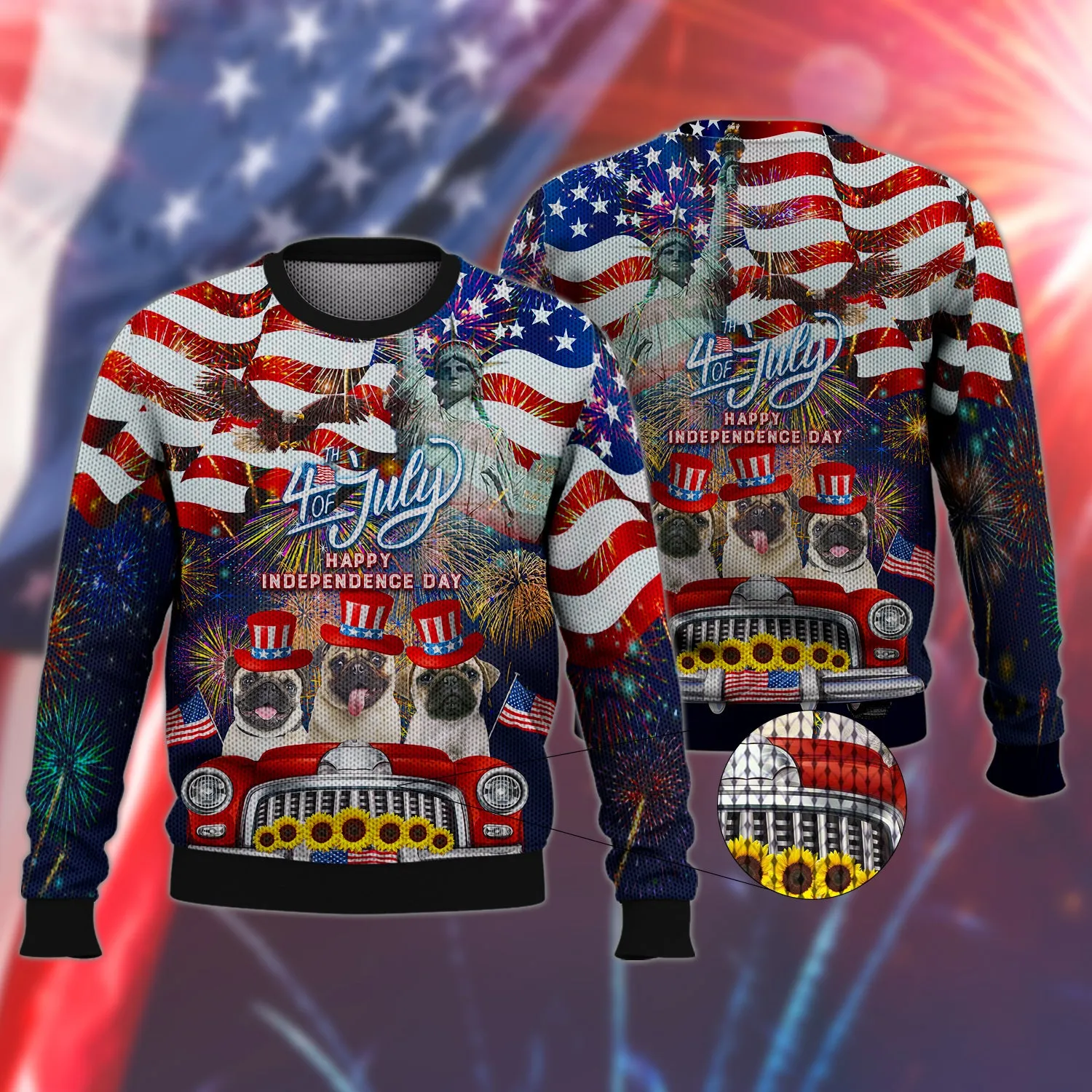 Pug American Hawaiian Shirt - Independence Day Is Coming - 3D Full Print