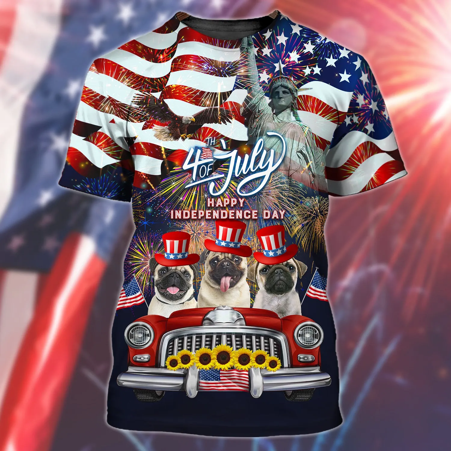 Pug American Hawaiian Shirt - Independence Day Is Coming - 3D Full Print