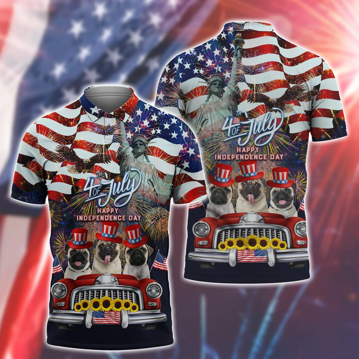 Pug American Hawaiian Shirt - Independence Day Is Coming - 3D Full Print