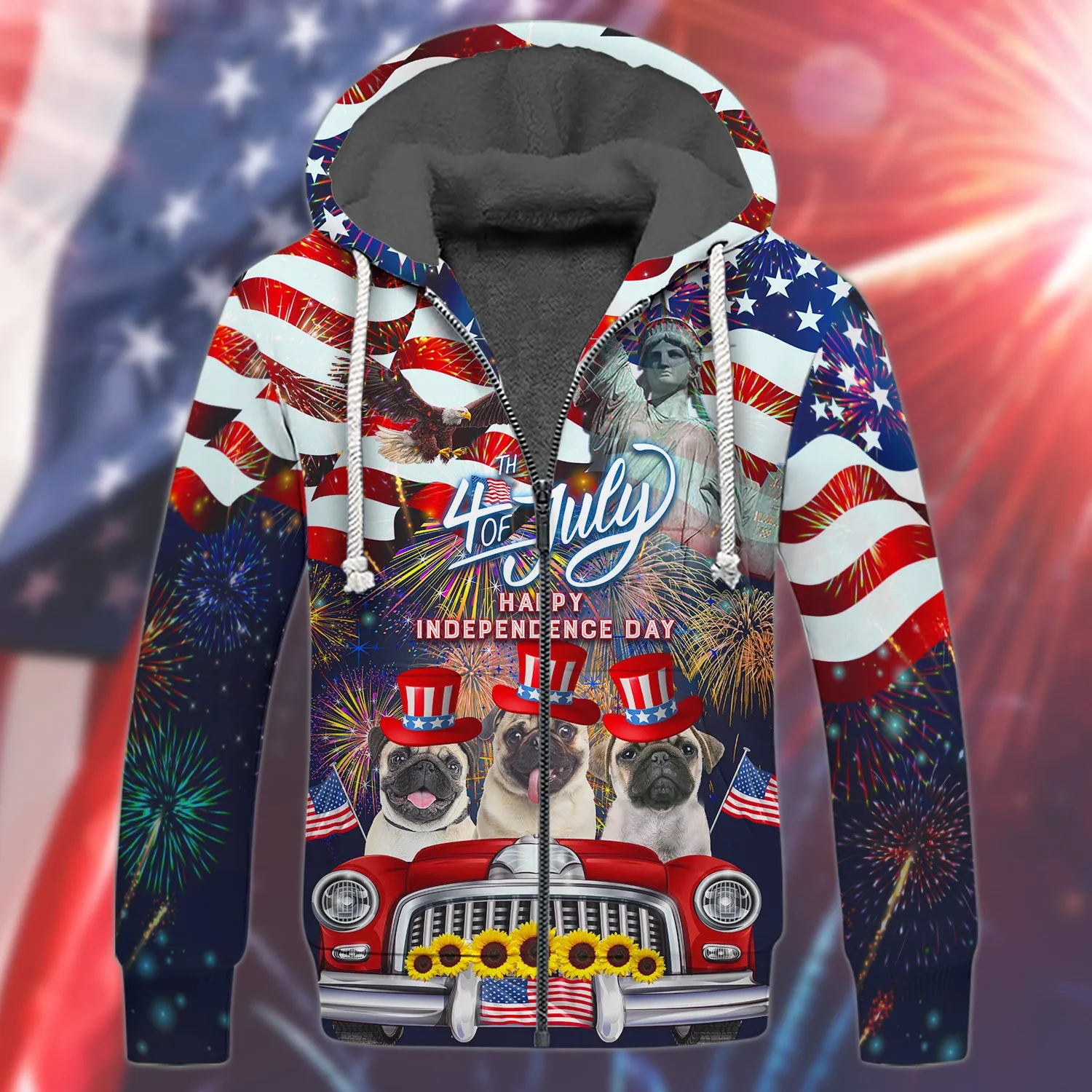 Pug American Hawaiian Shirt - Independence Day Is Coming - 3D Full Print